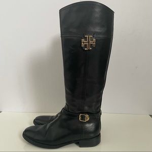Tory Burch Eloise black leather riding boots